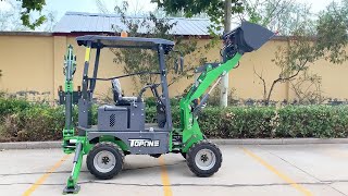 TOPONE Mini backhoe loader TBL15600 electric wheel loader [upl. by Thamos]