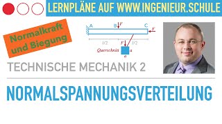 Normalspannungsverteilung Normalspannung berechnen Aufgabe – Technische Mechanik 2 [upl. by Ogires274]