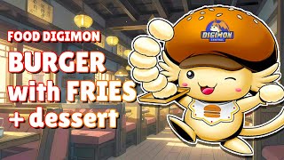 Digimon Burger With Fries And Dessert Burgamon Potamon Jyagamon Shortmon Weddinmon [upl. by Kristie661]