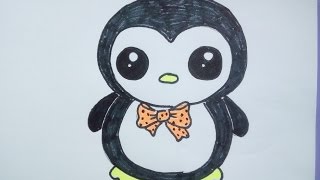 Kawaii Bilder Tutorial Einen Pinguin malen Zeichnen lernen für Anfänger und Kinder [upl. by Siram]