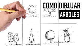 Como dibujar ARBOLES a MANO ALZADA  METODO FACIL [upl. by Heymann841]