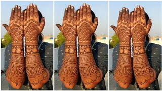 BACK HAND MEHNDI DESIGN  EASY DULHAN MEHANDI 2024  WEDDING SEASON SPECIAL FULL HAND MEHENDI ART [upl. by Graig]