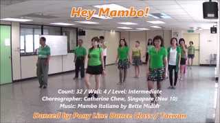 Hey Mambo｜Line Dance by Catherine Chew｜Demo amp Walk Through｜嘿曼波｜含導跳 [upl. by Yenolem755]