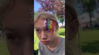 Lisa frank inspired face painting facepaint facepainting shorts lisafrank rainbow artist art [upl. by Enyahs]