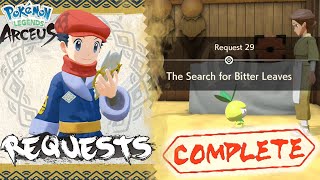 Pokemon Legends Arceus Request 29 Walkthrough quotThe Search For Bitter Leavesquot Petilil Location Guide [upl. by Harts456]