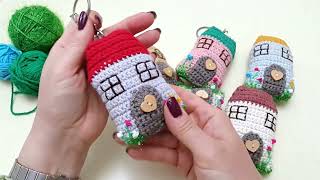 YILBAŞI HEDİYE FİKRİ  AMİGURUMİ EV ANAHTARLIK  AMİGURUMİ HOUSE KEYCHAIN [upl. by Nauqet]