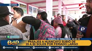 ¡Por las nubes Precios de pasajes se incrementan por feriado largo en el Terminal de Yerbateros [upl. by Leunamne]