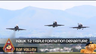 FAST JET FIGHTER PILOT TRAINING HAWK T2 TRIPLE TAKE OFF • RAF VALLEY [upl. by Gnof440]