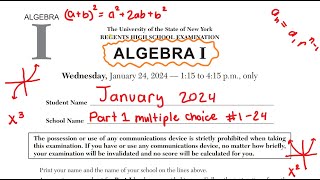 January 2024 Algebra 1 Regents Review Part 1 1 24 [upl. by Mack]