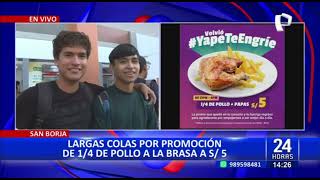 Decenas de personas forman largas colas en pollerías para comprar ¼ de pollo a 5 soles 12 [upl. by Kissie768]