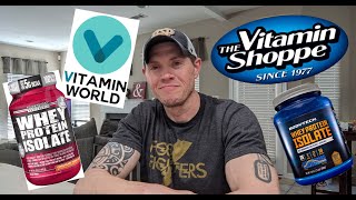 Vitamin Shoppe Brand vs Vitamin World Brand Whey Protein Isolate  Chocolate Peanut Butter [upl. by Brandenburg]