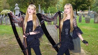 The Hearse Song The Worms Crawl In  Harp Twins  Electric Harp [upl. by Fauver]