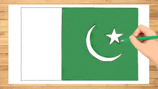 Pakistan Flag Drawing Easy  How to Draw Pakistan Flag Step by Step  Pakistan National Flag 🇵🇰 [upl. by Ardnahs]