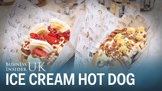 A dessert shop replaced the hot dogs in these buns with ice cream [upl. by Nahtiek]