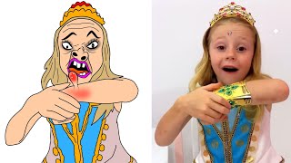 Nastya and dad  Turned into princesses funny drawing meme  Like Nastya drawing funny [upl. by Marte]