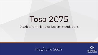 Tosa 2075 Administrator Recommendations [upl. by Rawna]