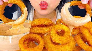 ASMR CRUNCHY ONION RINGS DIPPED IN RAISING CANES SAUCE  EATING SOUNDS  MUKBANG  ASMR PHAN [upl. by Einahets]