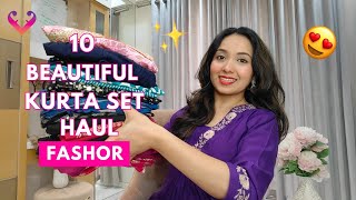 10 Beautiful Fashor kurta set try on haul 😍  Best Festive collection 💕  Isha Vinod Jain [upl. by Ycrad]