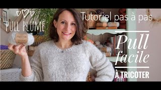 Tricoter un pull facile   le pull Plume  Tutoriel pas à pas [upl. by Eihcir]