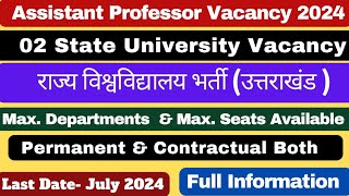 Assistant Professor Vacancy 2024  02 State University Vacancy  Associate Professor Professor job [upl. by Durante]