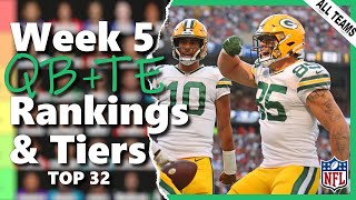 Week 5 Quarterback amp Tight End Rankings Top 32  Fantasy Football [upl. by Juline542]