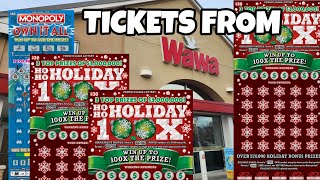 230 IN PA LOTTERY SCRATCH OFF TICKETS FROM WAWA 50 MONOPOLY OWN IT ALL amp HOHO HOLIDAY 100X [upl. by Anirav]