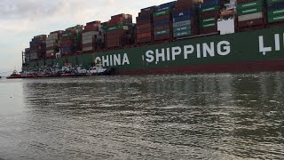 Live refloating attempt CSCL Jupiter [upl. by Iruahs]