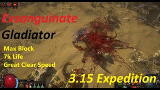 Path of Exile Exsanguinate Max Block Gladiator Guide [upl. by Belier]