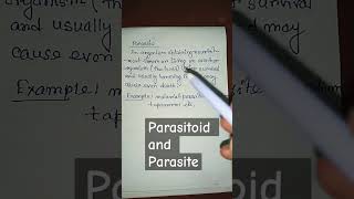 What are parasitoid and parasite parasitology ytshorts biology zoology shortsfeed shorts [upl. by Akcire]