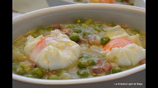 Guisantes con Jamón y Huevo Poché con TRUCOS [upl. by Torbart157]