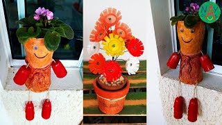 Ideias com TAMPINHAS de Garrafas Pet e CopoDIY Vasos Divertidos Artesanato [upl. by Elcarim]