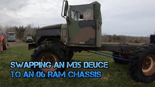 BODY SWAP AN M35A2 DEUCE AND A HALF CAB ON TO AN 06 RAM CHASSIS [upl. by Lebar]