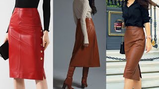 TOP 50 FANTASTIC AMAZING TRENDY LEATHER SKIRT AND BEAUTIFUL LEATHER OUTFITS IDEAS [upl. by Nolyarg]