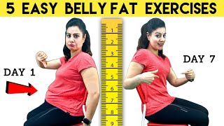 5 Belly Fat Exercises For Beginners  How To Lose Belly Fat in 1 Week at Home in Hindi [upl. by Eigram]