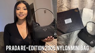 PRADA REEDITION 2005 NYLON MINI BAG REVIEW UNBOXINGWHAT FITS INSIDE [upl. by Sine276]