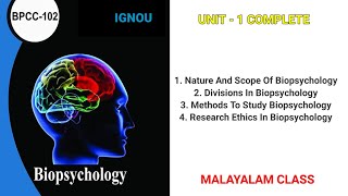 Biopsychology  Unit  1  Introduction To Biopsychology  Malayalam Class  BPCC 102 [upl. by Adnara]