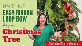 Easy 3 Ribbon Loop Bow Tutorial For Decorating Your Christmas Tree [upl. by Bee]