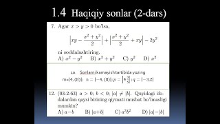 14 Haqiqiy sonlar modulli misollar 2dars [upl. by Angelique]