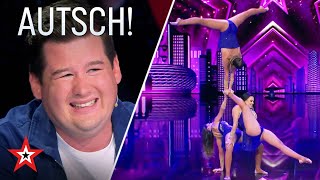 Autsch Diese Schwestern machen Handstand übereinander  Das Supertalent vom 17102020 [upl. by Enoitna]