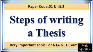 Lecture91 Steps of Writing a Thesis  How to Write a Thesis  Important topic for NTA NET Paper 1 [upl. by Enoed]