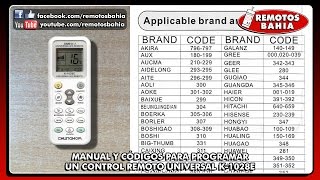 MANUAL Y LISTA DE CÓDIGOS PARA PROGRAMAR CONTROL REMOTO UNIVERSAL AIRE K1028E USER GUIDE CODE LIST [upl. by Fanchan791]