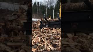 Firewood Processor  HWP120 Mounted on a Large Excavator [upl. by Koh935]