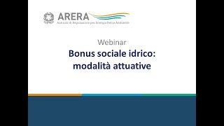 Bonus sociale idrico modalità attuative [upl. by Thorstein]