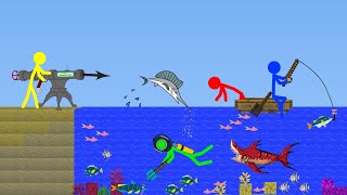 Fishing Tournament Stickman Animation  Competition Minecraft [upl. by Ttirb585]