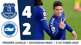 EVERTON 42 BRIGHTON  JAMES RODRIGUEZ AT THE DOUBLE  PREMIER LEAGUE HIGHLIGHTS [upl. by Atsed]