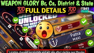 Weapon Glory Leaderboard In Free Fire Weapon Glory districts unlocked  location Change Weapon Glory [upl. by Rubia628]