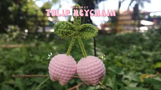 Crochet Tulip Keychain Tutorial for beginners Easy pattern [upl. by Touber]