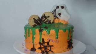 Halloween Themed Buttercream Cake Tutorial [upl. by Nagard]