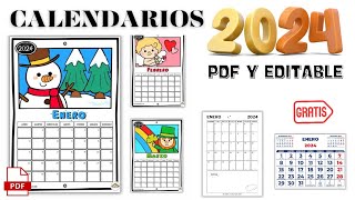 Calendario 2024 para imprimir gratis PDF Y EDITABLE [upl. by Klehm7]