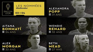 Ballon dOr féminin 2022  Découvrez la liste des 20 nommées [upl. by Aened]